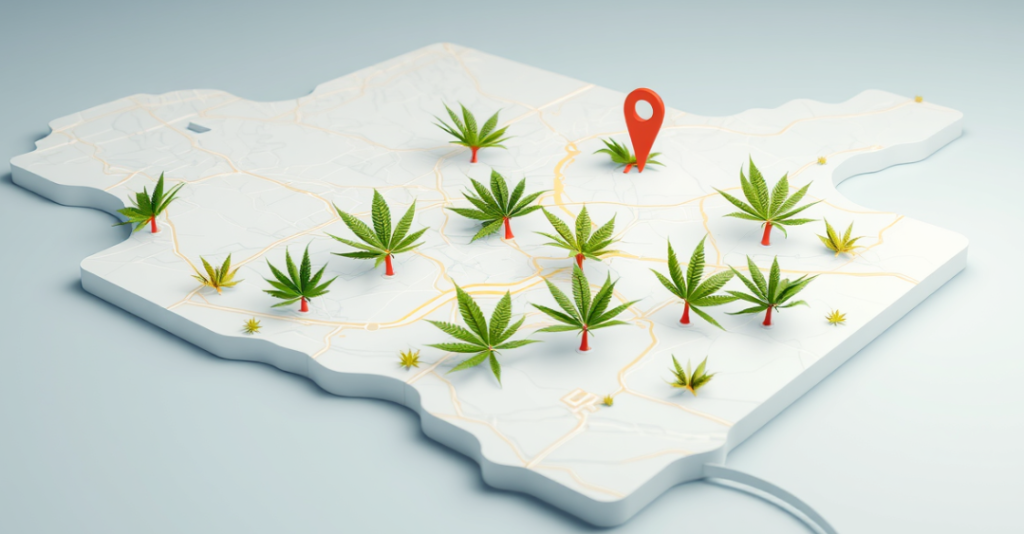 3d map with cannabis leaves on it